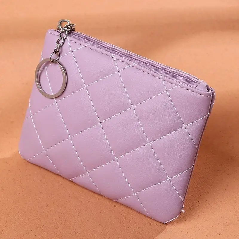 Women PU Leather Zip Coin Wallet Key Chain Fashion Small Purse Money short Change Pouch Coin Purse
