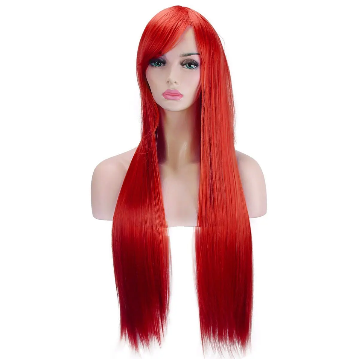 32" 80cm Long Straight Anime Fashion Women's Cosplay Party Wig Heat Resistant Synthetic Hair Wigs Costume