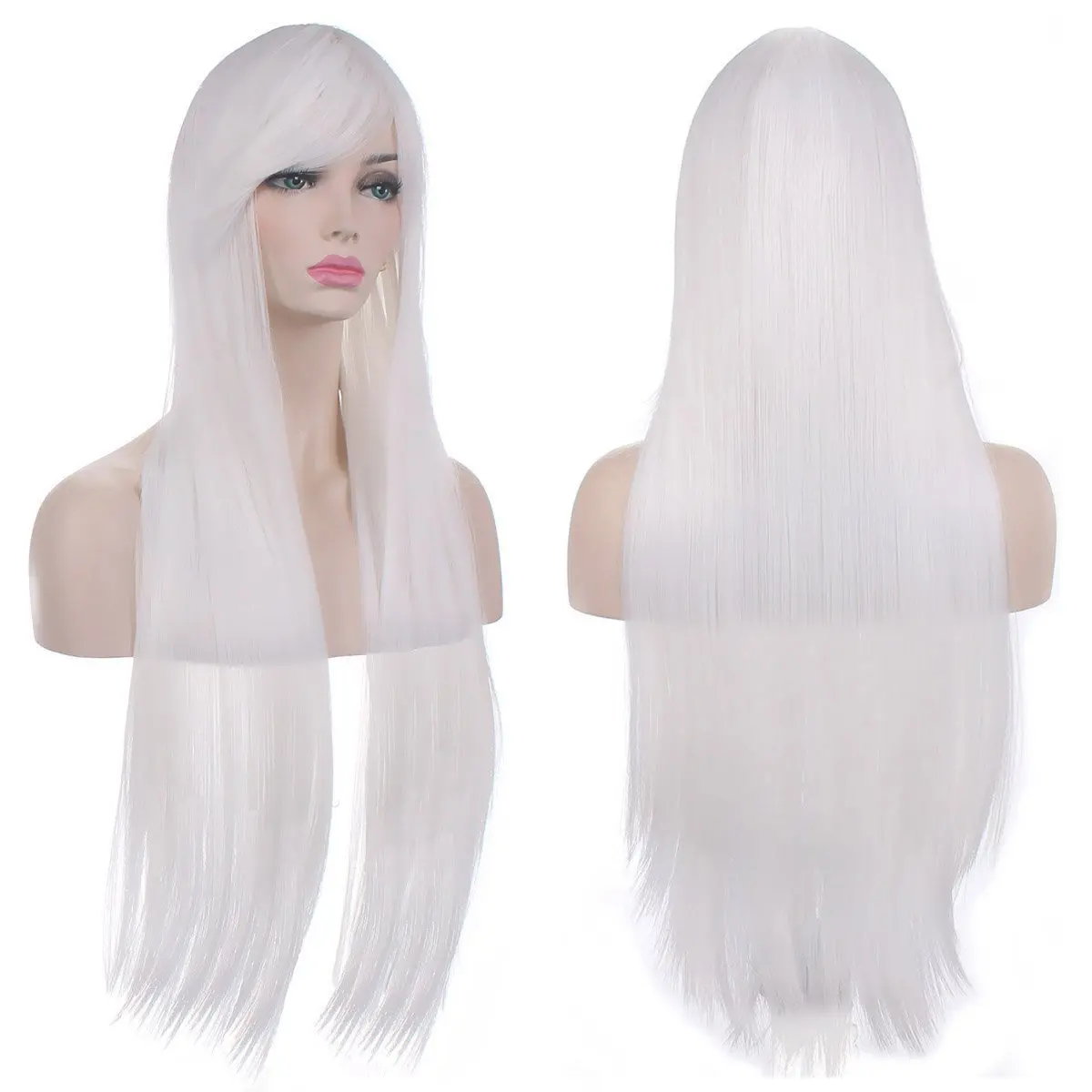 32" 80cm Long Straight Anime Fashion Women's Cosplay Party Wig Heat Resistant Synthetic Hair Wigs Costume