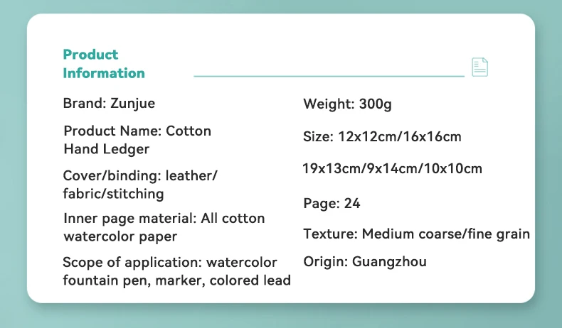 100% Cotton Square Watercolor Sketchbook 300gsm Paper Folded Drawing Pad Organ Sketch Notebook Student Watercolor Journal Book