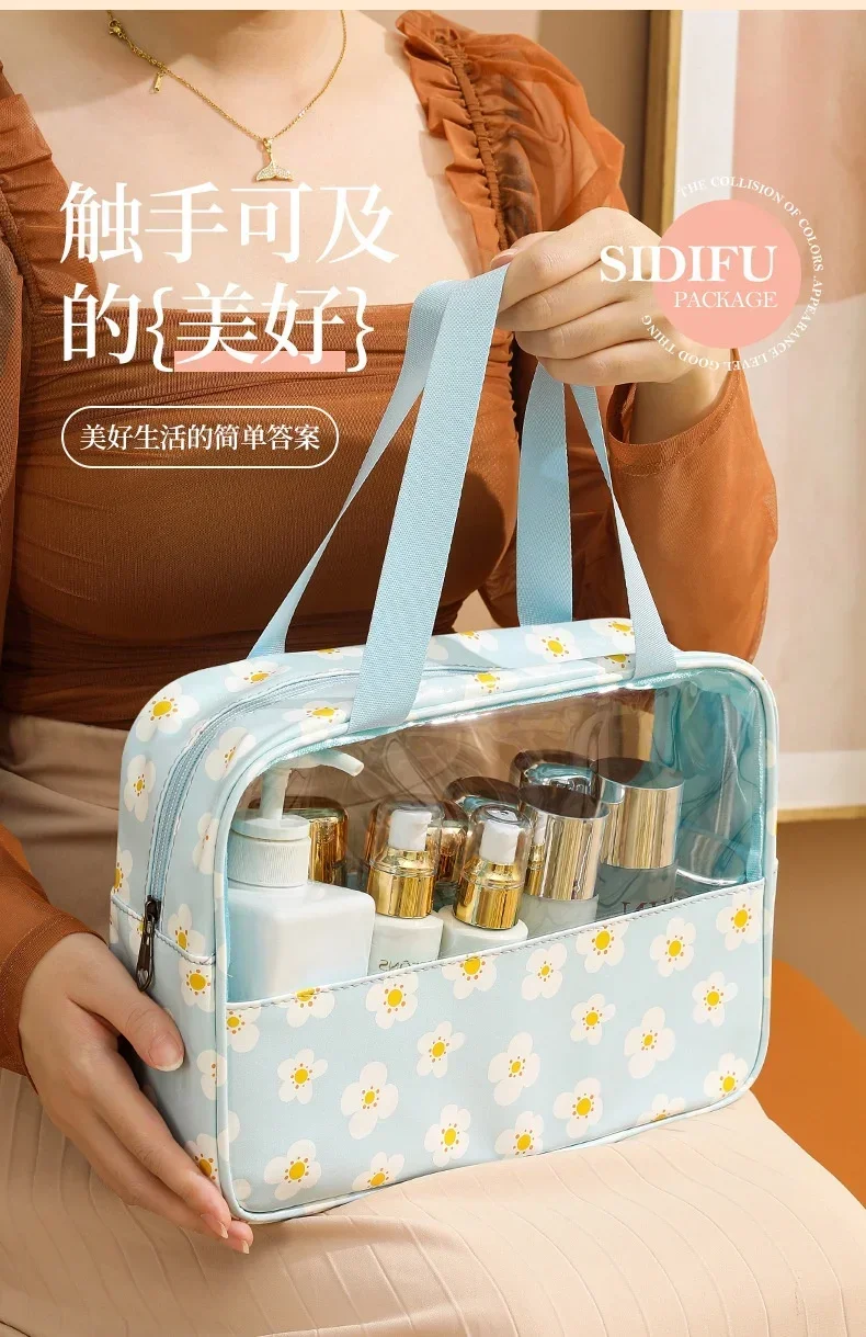 Women's Cosmetic Bag 3pcs Set Translucent Makeup Bag Large-Capacity Bath Wash Bags Travel Essentials Organizer for Cosmetics