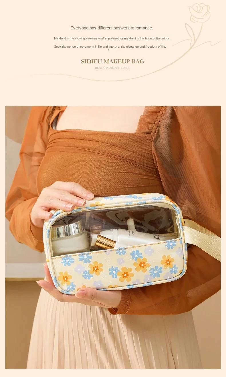 Women's Cosmetic Bag 3pcs Set Translucent Makeup Bag Large-Capacity Bath Wash Bags Travel Essentials Organizer for Cosmetics