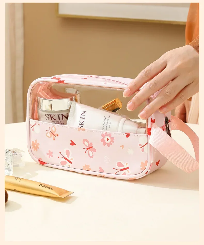 Women's Cosmetic Bag 3pcs Set Translucent Makeup Bag Large-Capacity Bath Wash Bags Travel Essentials Organizer for Cosmetics