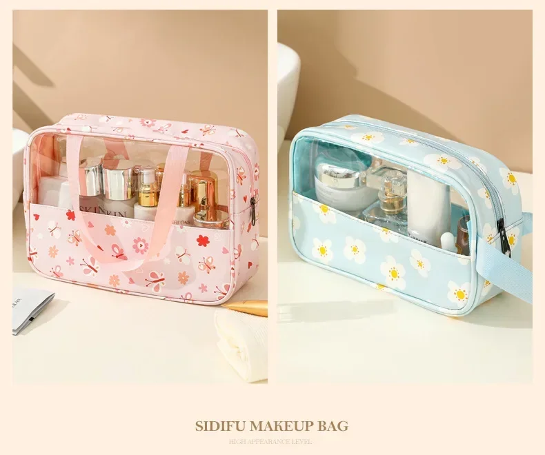 Women's Cosmetic Bag 3pcs Set Translucent Makeup Bag Large-Capacity Bath Wash Bags Travel Essentials Organizer for Cosmetics