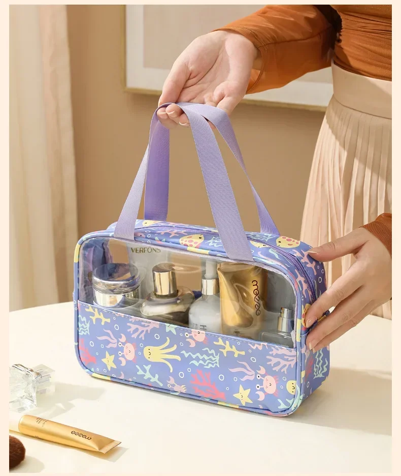 Women's Cosmetic Bag 3pcs Set Translucent Makeup Bag Large-Capacity Bath Wash Bags Travel Essentials Organizer for Cosmetics