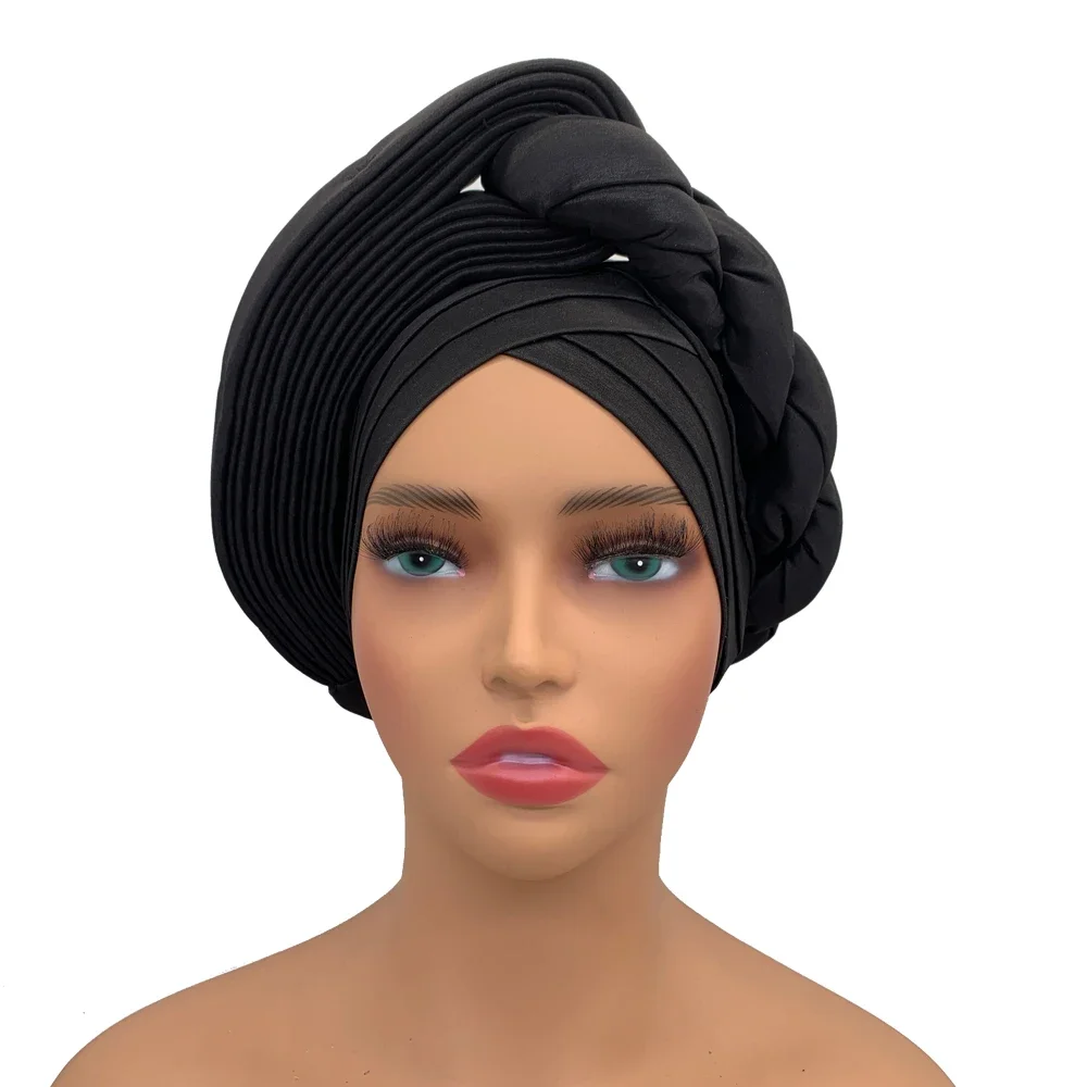 Female Head Wraps Raw Silk Headtie African Autogele Women's Turban Cap Nigeria Wedding Auto Geles Party Headpiece