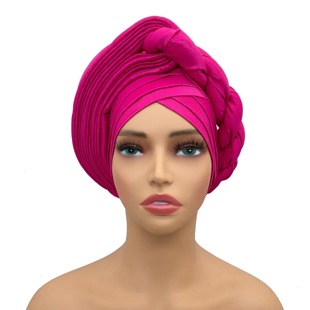 Female Head Wraps Raw Silk Headtie African Autogele Women's Turban Cap Nigeria Wedding Auto Geles Party Headpiece