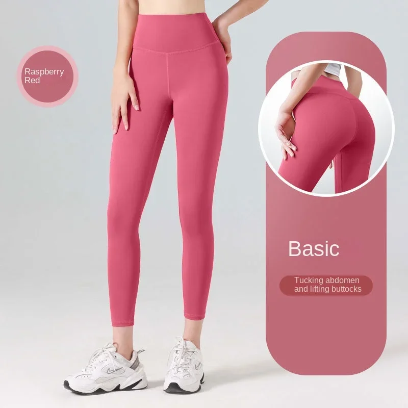 Women's Nine-point Trousers Leggings High-waisted Solid Color Yoga Sports Pants High-stretch Leggings Running Fitness Pants 3XL