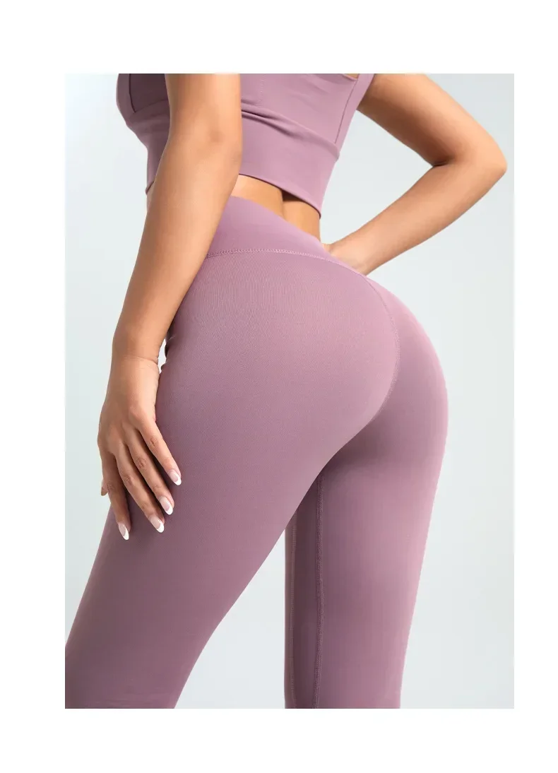 Women's Nine-point Trousers Leggings High-waisted Solid Color Yoga Sports Pants High-stretch Leggings Running Fitness Pants 3XL
