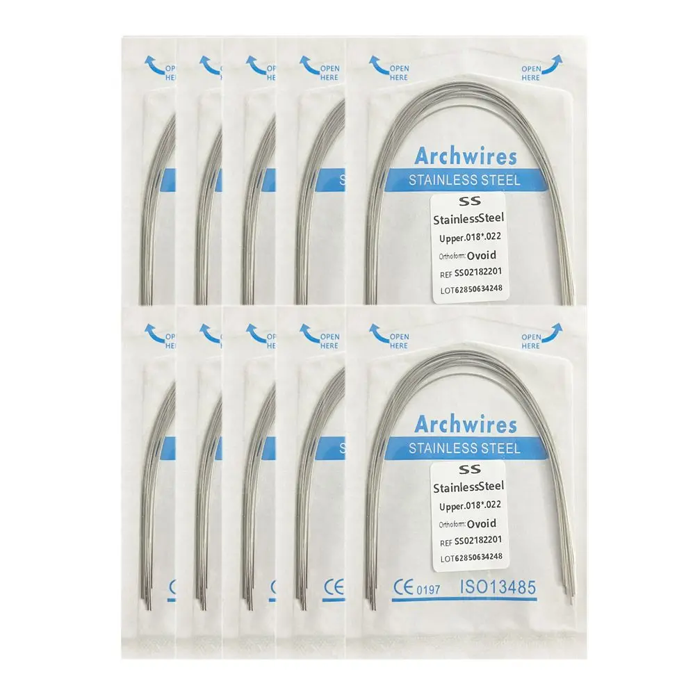 10pack Dental Arch Wires Orthodontic Super Elastic Stainless Steel Rectangle Archwire Lower/Upper 16x16/16x22/17x25/21x25