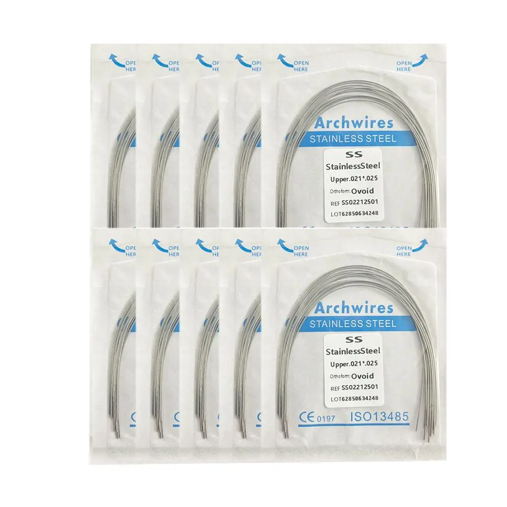 10pack Dental Arch Wires Orthodontic Super Elastic Stainless Steel Rectangle Archwire Lower/Upper 16x16/16x22/17x25/21x25