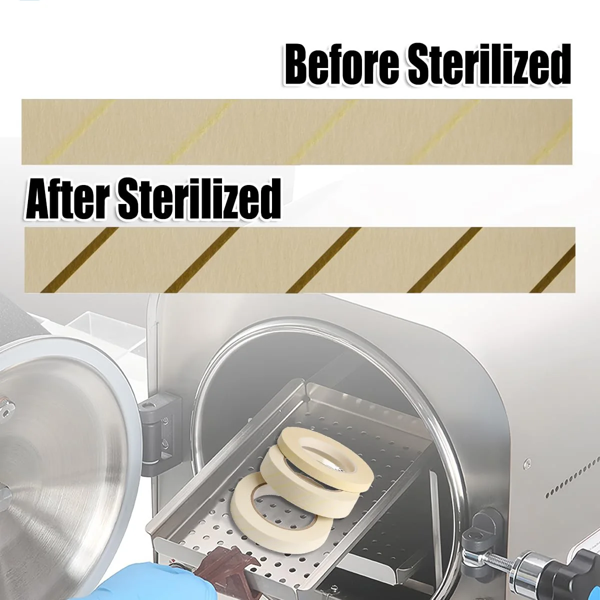 AG 50m/Roll Dental Sterilization Indicator Tape Medical Autoclave Cards Steam Indicator Tape Oral Care Supplies Dentrist Lab
