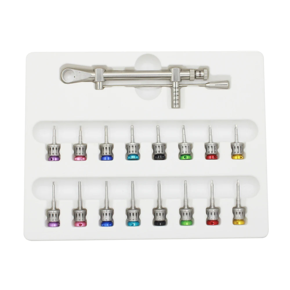 1Box AG Dental Implant Screwdriver Torque Wrench with Self-Sealing Sterilization Bag with 16Pcs Screw Driver Restoration Tools