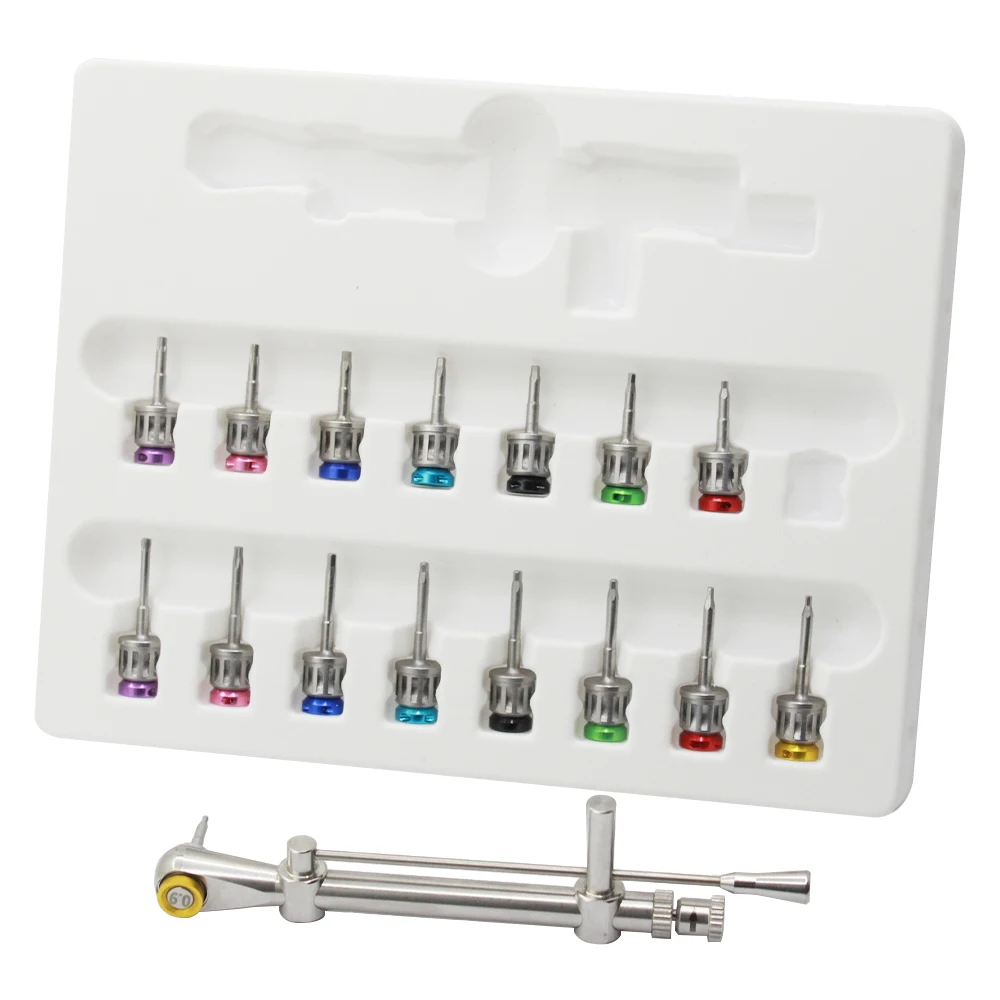 1Box AG Dental Implant Screwdriver Torque Wrench with Self-Sealing Sterilization Bag with 16Pcs Screw Driver Restoration Tools