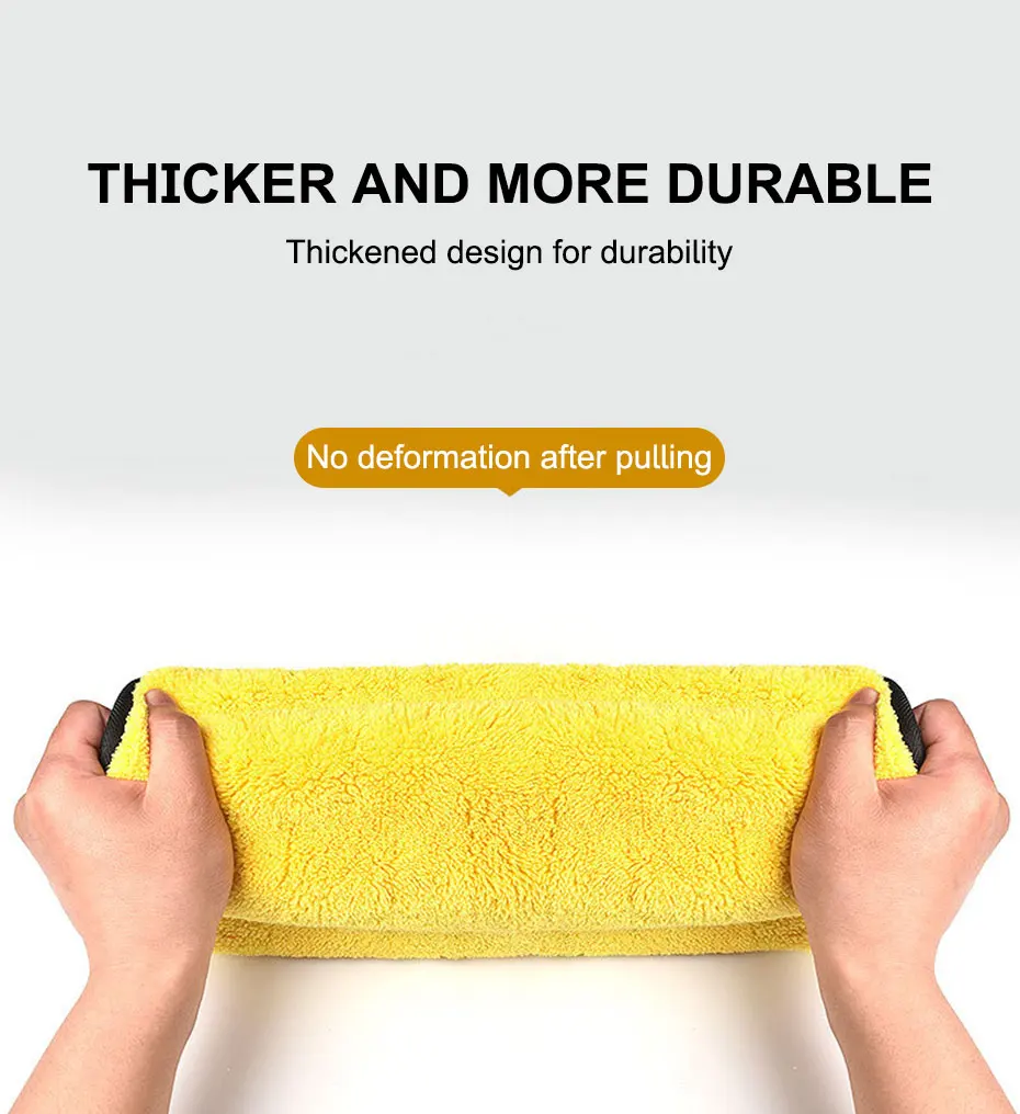 SEAMETAL Microfiber Car Washing Towel 400GSM Double-Sided Coral Velvet Clean Towels High Water Absorption Car Wash Drying Cloth