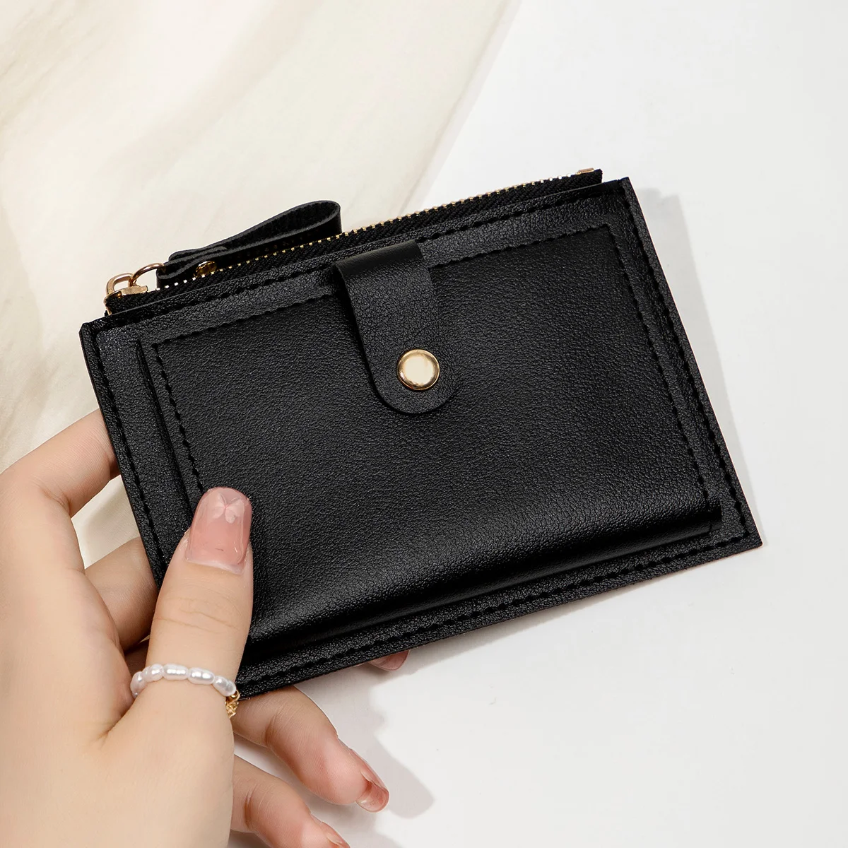 Minimalist and Fashionable Women's Short Card Bag Ultra-Thin Mini PU Leather Zero Wallet Women's Credit Card Holder Wallet