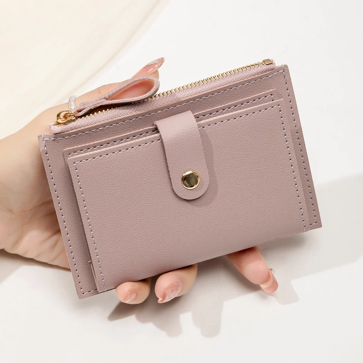 Minimalist and Fashionable Women's Short Card Bag Ultra-Thin Mini PU Leather Zero Wallet Women's Credit Card Holder Wallet