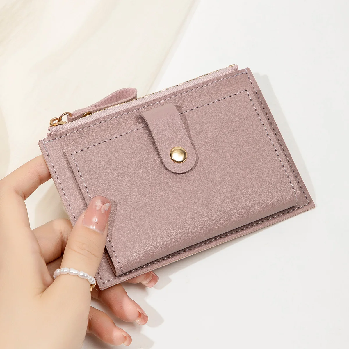 Minimalist and Fashionable Women's Short Card Bag Ultra-Thin Mini PU Leather Zero Wallet Women's Credit Card Holder Wallet
