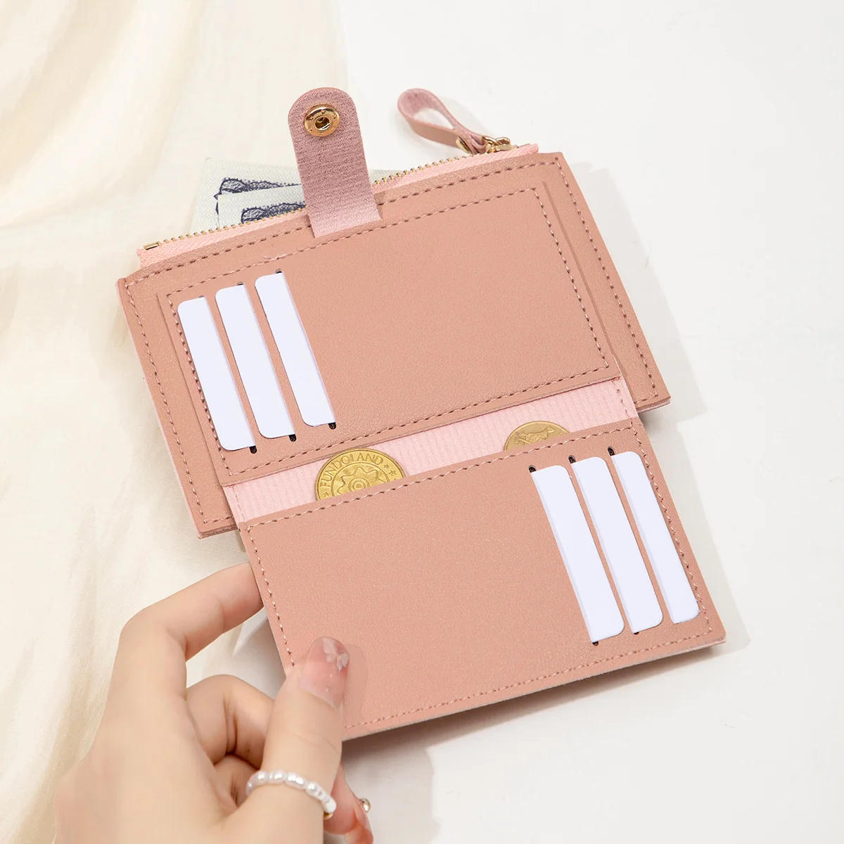 Minimalist and Fashionable Women's Short Card Bag Ultra-Thin Mini PU Leather Zero Wallet Women's Credit Card Holder Wallet