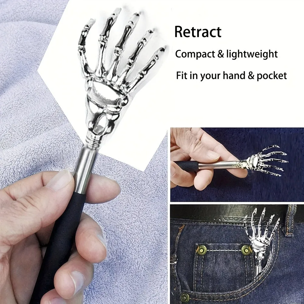 Compact Telescopic Back Massager – Portable Extendable Stainless Steel, Ideal Birthday Gift & Christmas Stocking Stuffer for Sen