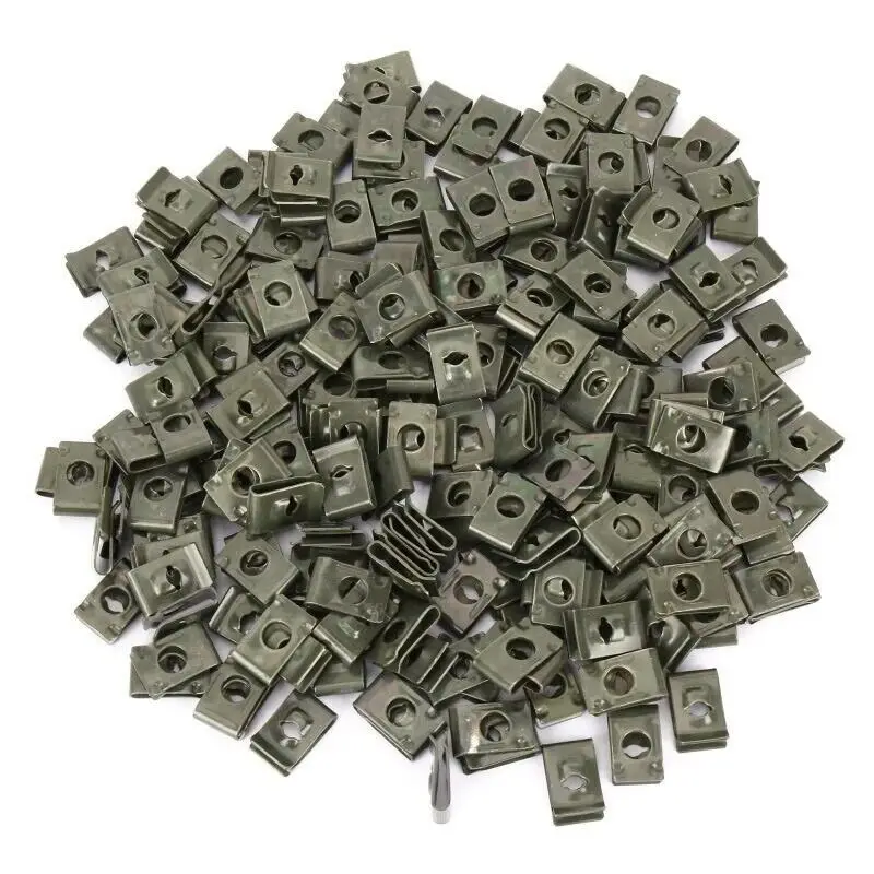100Pcs-10Pc Mixed Car Metal Screw Tapping Fastener Clip U-Type Clip with Screw Anti-rust Protection Clip Screw Buckle Iron Sheet