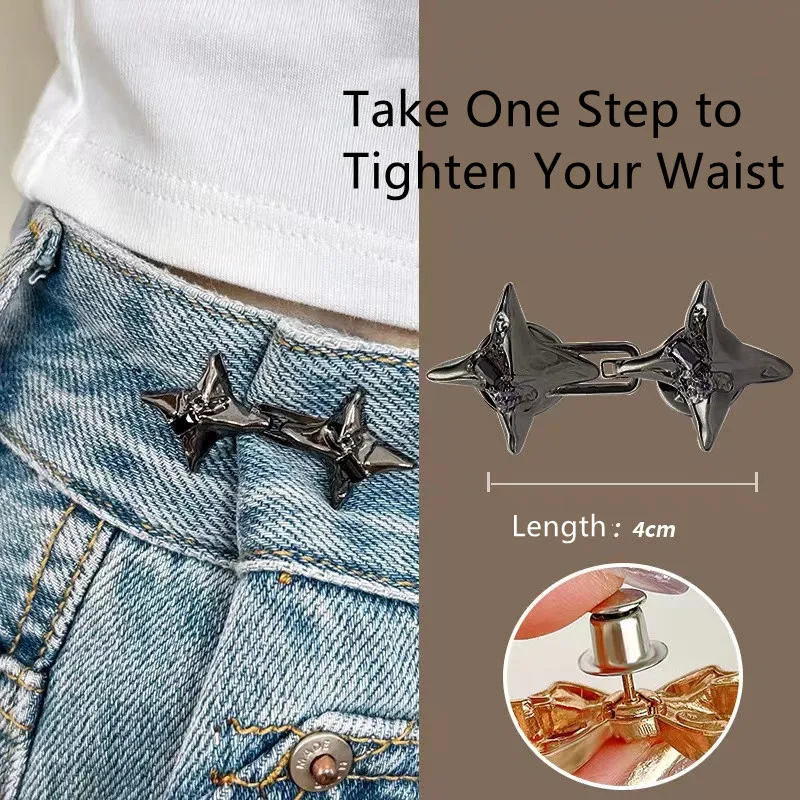 Temperament Four Pointed Star Waist Tightening Tool, Adjustable Waist Buckle, Fashionable Jeans, Fixed Waist Buckle