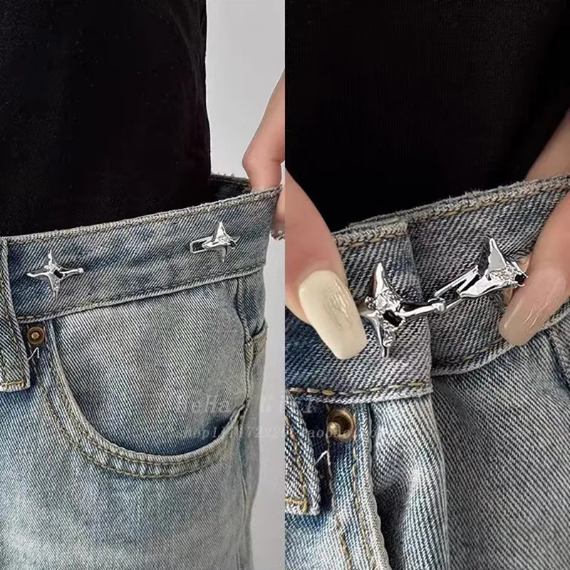 Temperament Four Pointed Star Waist Tightening Tool, Adjustable Waist Buckle, Fashionable Jeans, Fixed Waist Buckle