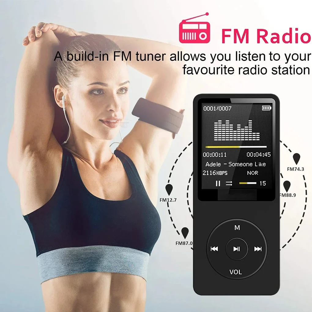 Bluetooth-compatible Mp3 Music Player Lossless Portable Fm Radio External Ultra-thin Student Sports Walkman Mp3 Player Recorder