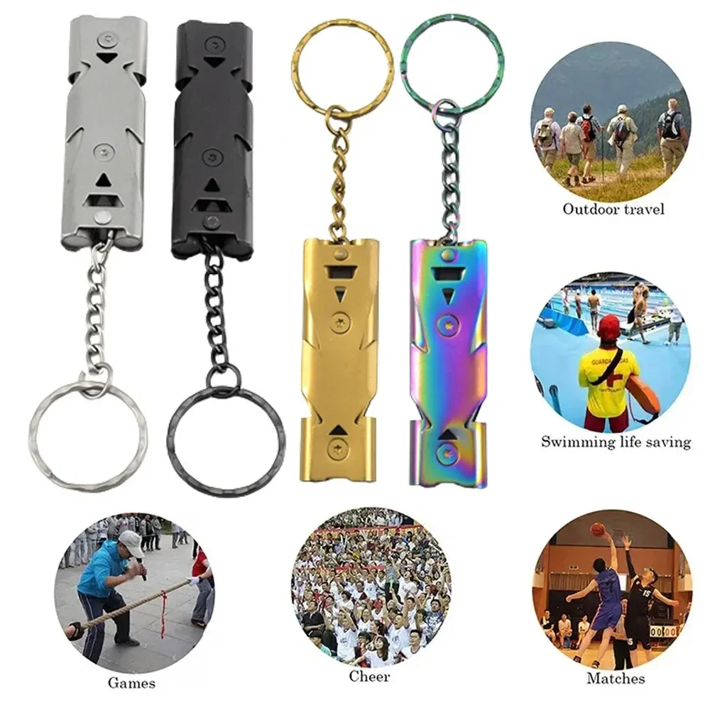 Double Pipe Whistle Pendant Keychain High Decibel Portable Outdoor Survival Emergency Camping Tool Multifunction 1PC