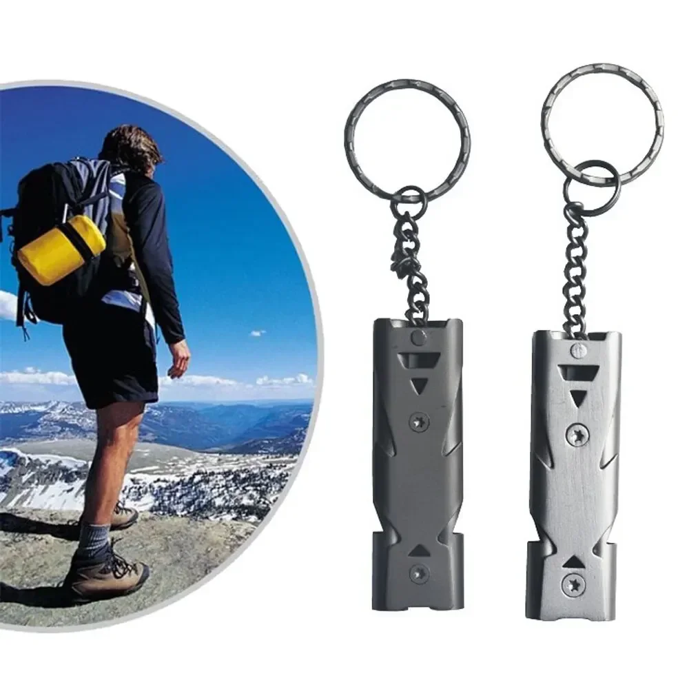 Double Pipe Whistle Pendant Keychain High Decibel Portable Outdoor Survival Emergency Camping Tool Multifunction 1PC