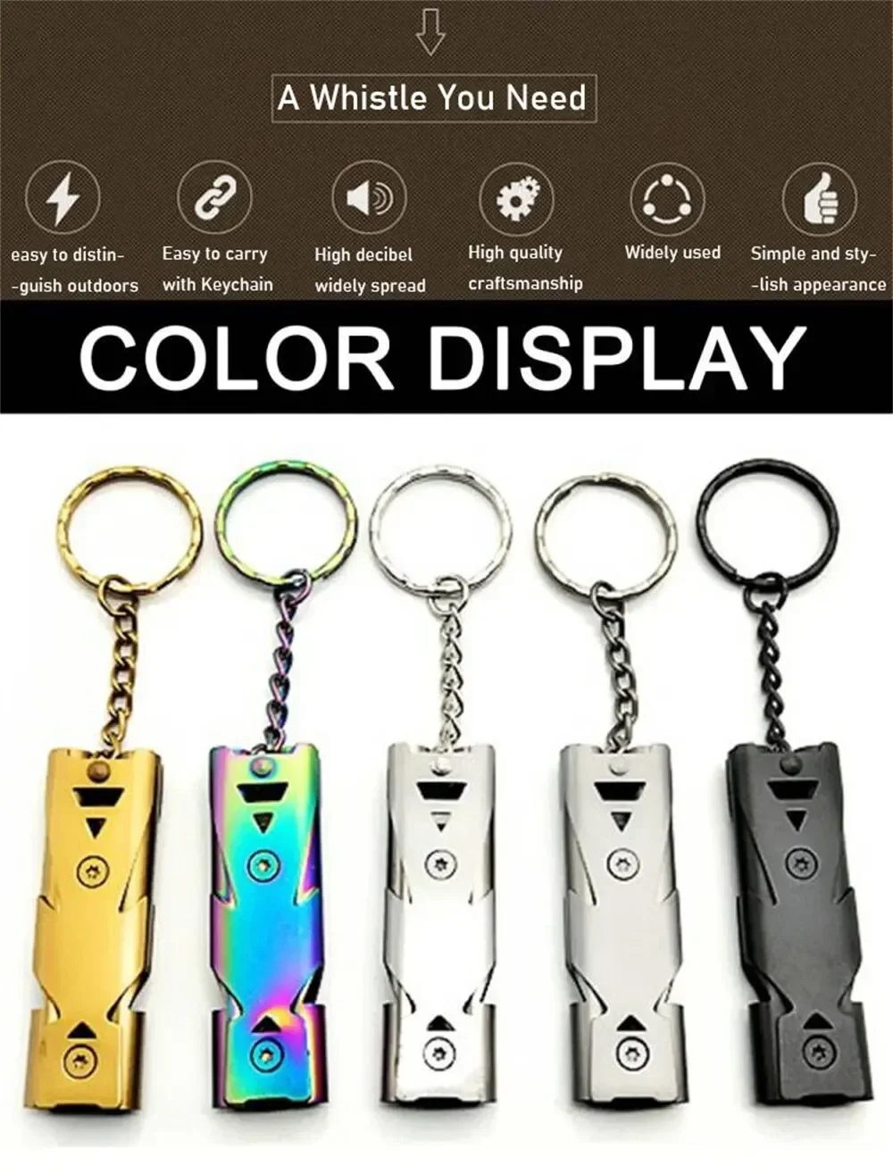 Double Pipe Whistle Pendant Keychain High Decibel Portable Outdoor Survival Emergency Camping Tool Multifunction 1PC