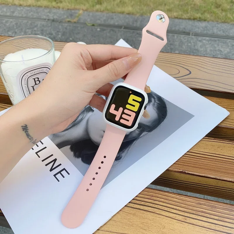 Silicone Band For Apple Watch strap 44mm 45mm 40mm 41mm 42-38mm 45 mm sport bracelet iwatch series 8 7 6 5 4 3 SE 9 Ultra 2 49mm