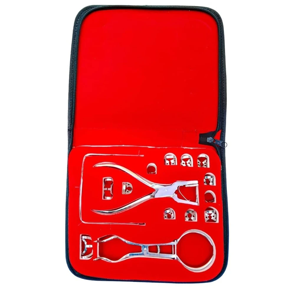 AG Dentistry Dam Hole Puncher Set With Leather Bag Pliers For Dentist Perforator Rubber Orthodontic Dental Tools Dam Clip