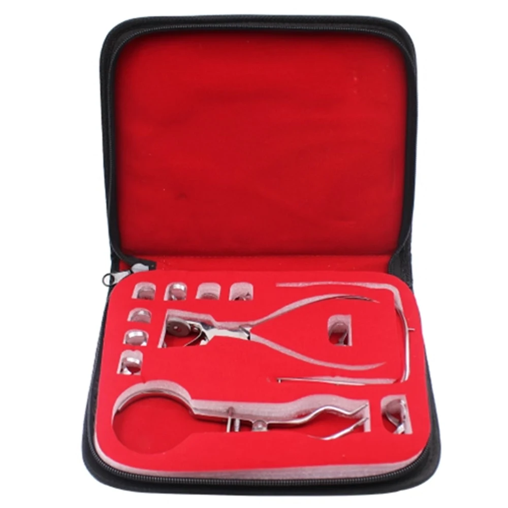 AG Dentistry Dam Hole Puncher Set With Leather Bag Pliers For Dentist Perforator Rubber Orthodontic Dental Tools Dam Clip