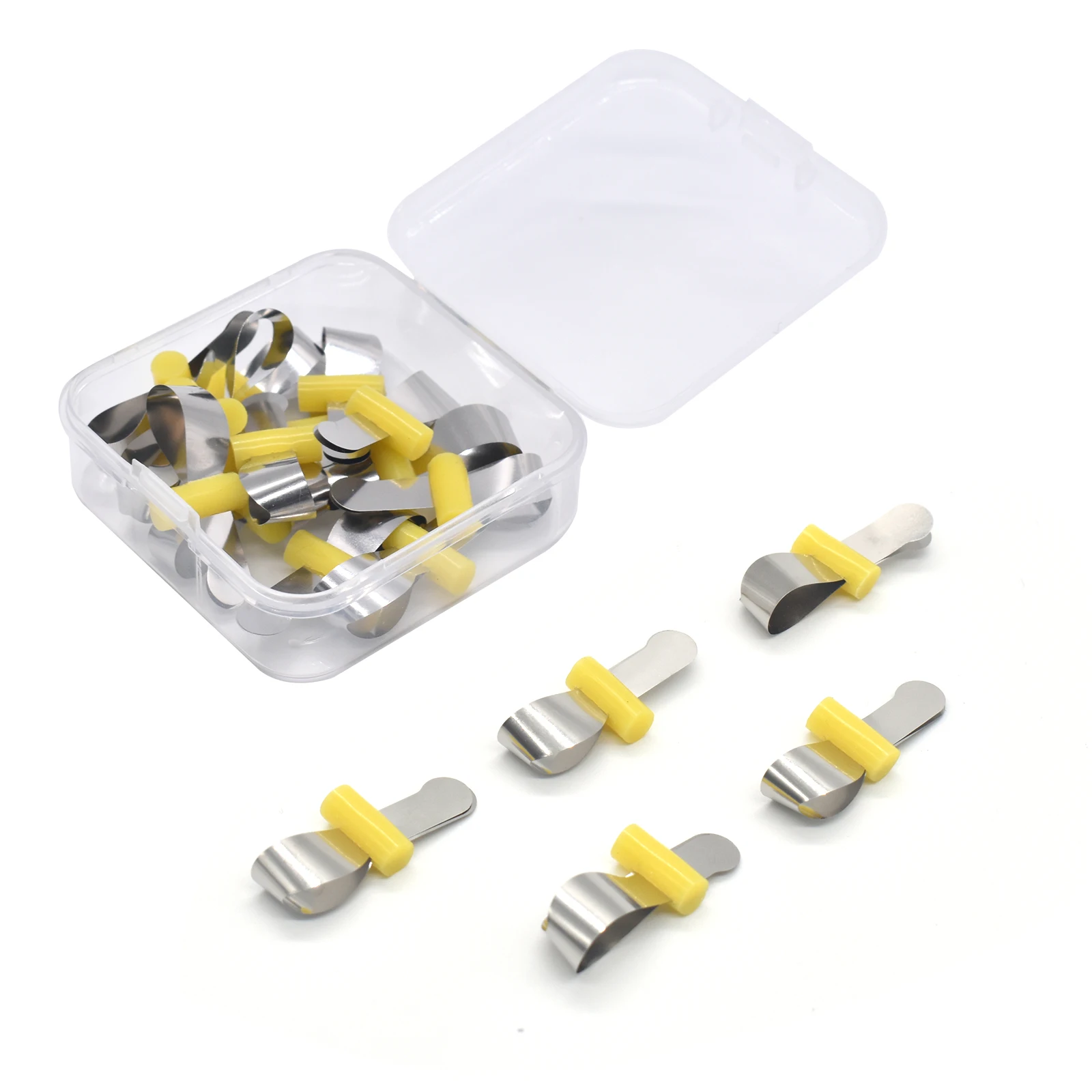 AG 20pcs/Box Dental Forming Sheet Orthodontic Sectional Contoured Metal Matrice Dentistry Matrix Bands Automatrix Locker