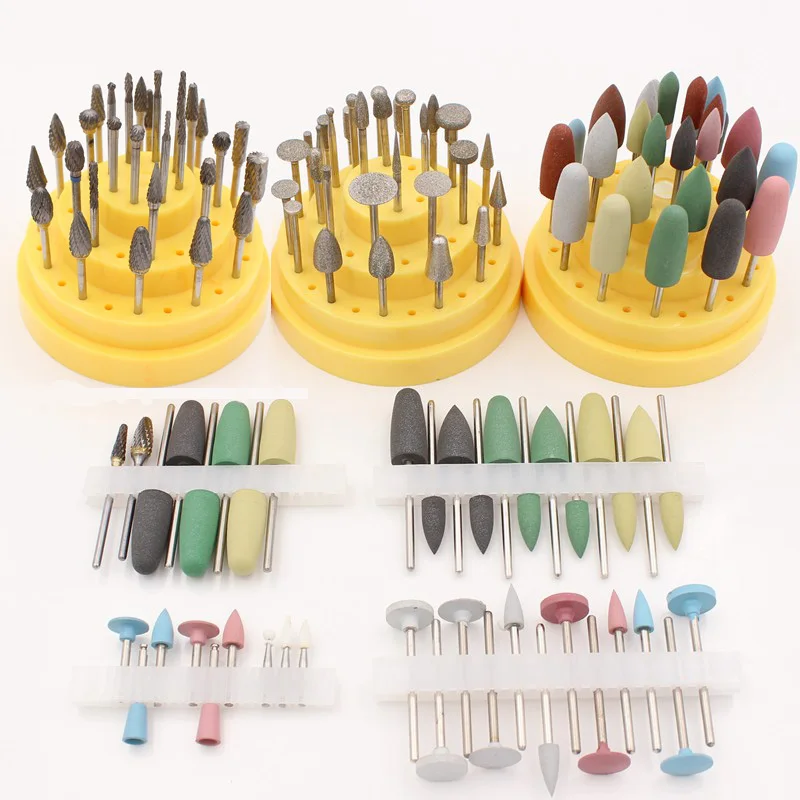 Dental Light Curing Resin Polishing Kit for Low-Speed Handpiece Porcelain Teeth Polish Silicon Rubber Silicon Carbide Grinding