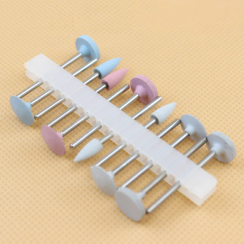 Dental Light Curing Resin Polishing Kit for Low-Speed Handpiece Porcelain Teeth Polish Silicon Rubber Silicon Carbide Grinding