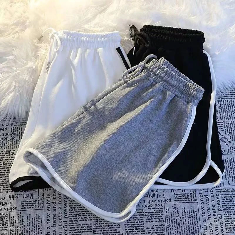 S-3XL Black Striped Shorts Women Oversized White Wide Leg Shorts Summer Korean Fashion High Waist Baggy Sports Short Pants New