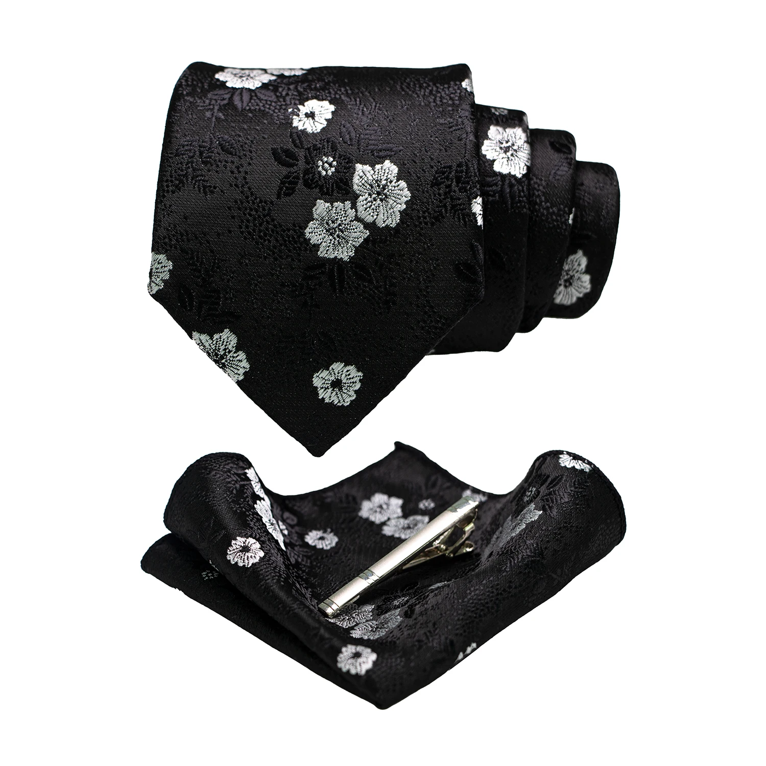 JEMYGINS Floral Silk Men Tie Pocket Square Tie Clip Sets Wedding Party Necktie Men Accessories High Quality Gravata