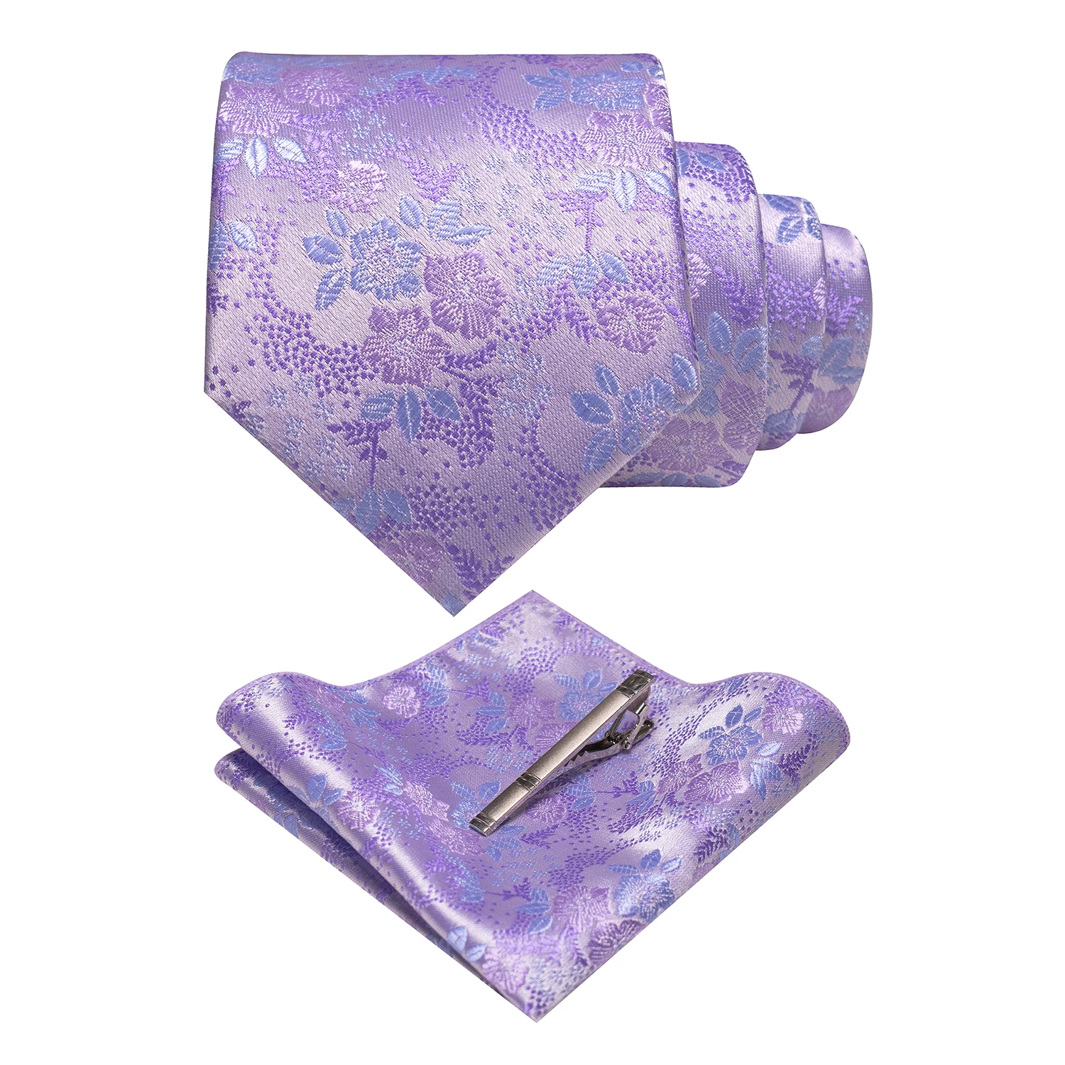 JEMYGINS Floral Silk Men Tie Pocket Square Tie Clip Sets Wedding Party Necktie Men Accessories High Quality Gravata