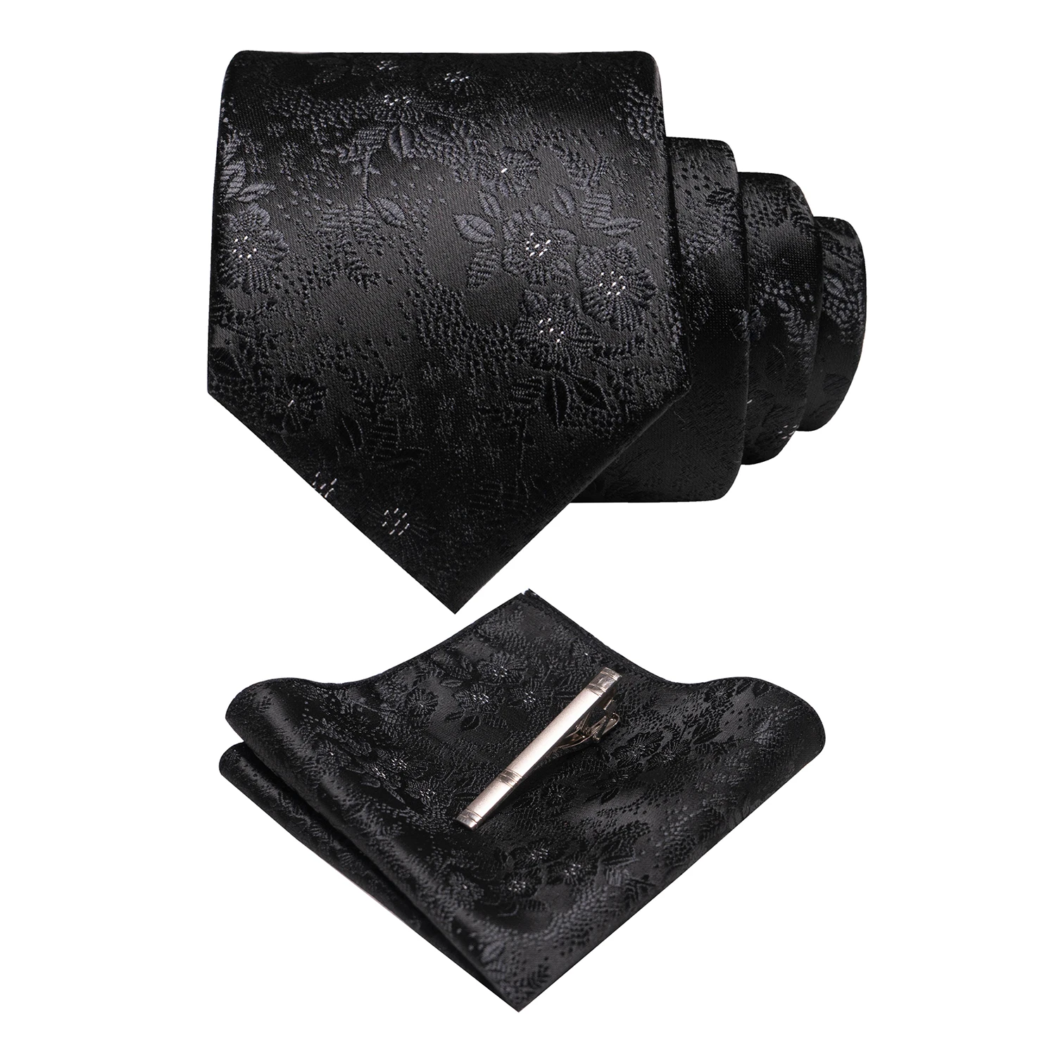 JEMYGINS Floral Silk Men Tie Pocket Square Tie Clip Sets Wedding Party Necktie Men Accessories High Quality Gravata