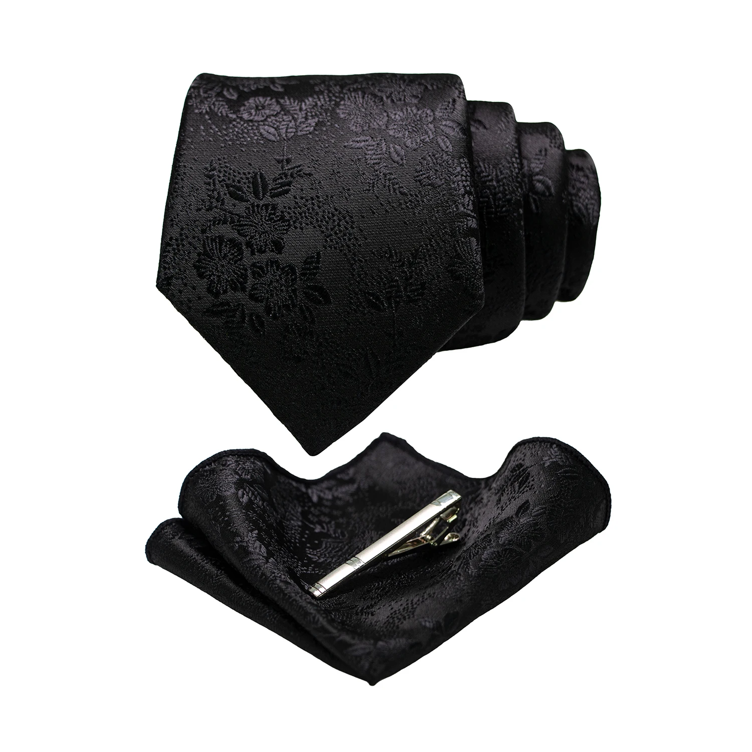 JEMYGINS Floral Silk Men Tie Pocket Square Tie Clip Sets Wedding Party Necktie Men Accessories High Quality Gravata