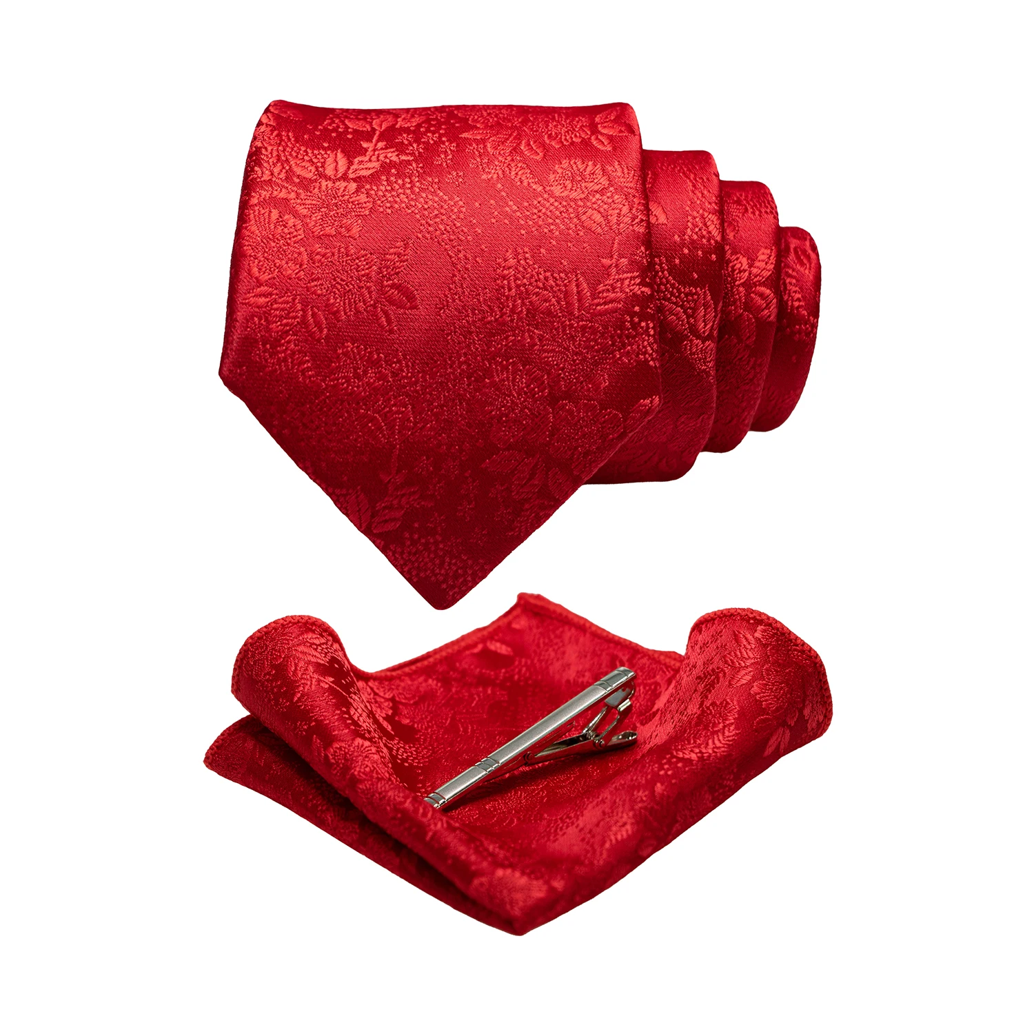 JEMYGINS Floral Silk Men Tie Pocket Square Tie Clip Sets Wedding Party Necktie Men Accessories High Quality Gravata