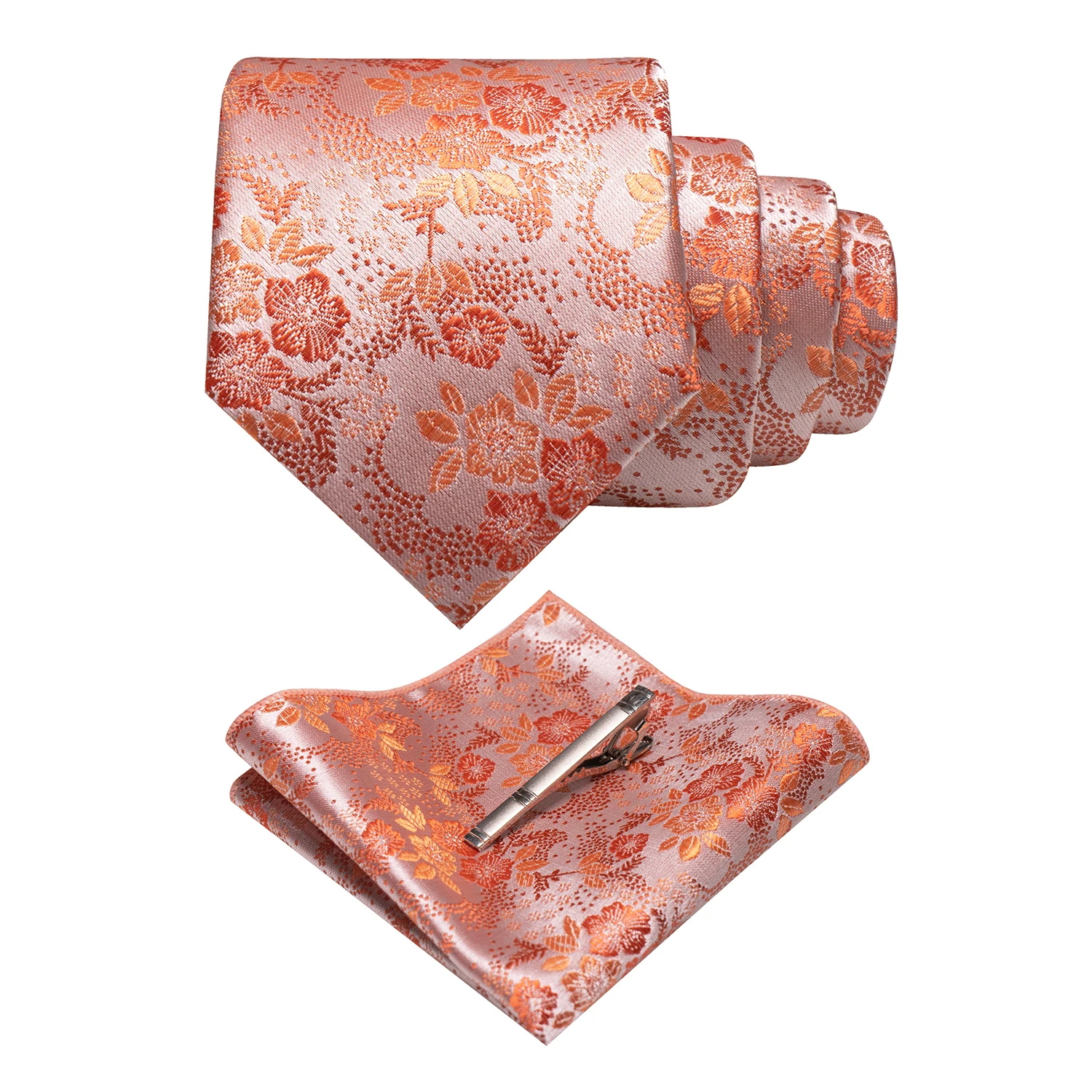 JEMYGINS Floral Silk Men Tie Pocket Square Tie Clip Sets Wedding Party Necktie Men Accessories High Quality Gravata