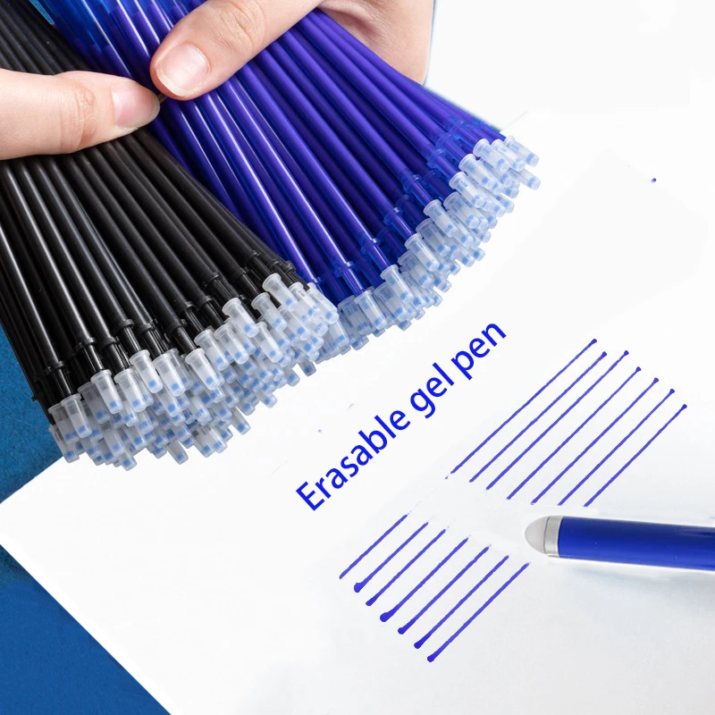 30/50/100Pcs/Lot 0.5mm Gel Pen Erasable Pen Refill Rod Set Blue Black Ink Shool Washable Handle Writing Stationery Supplies