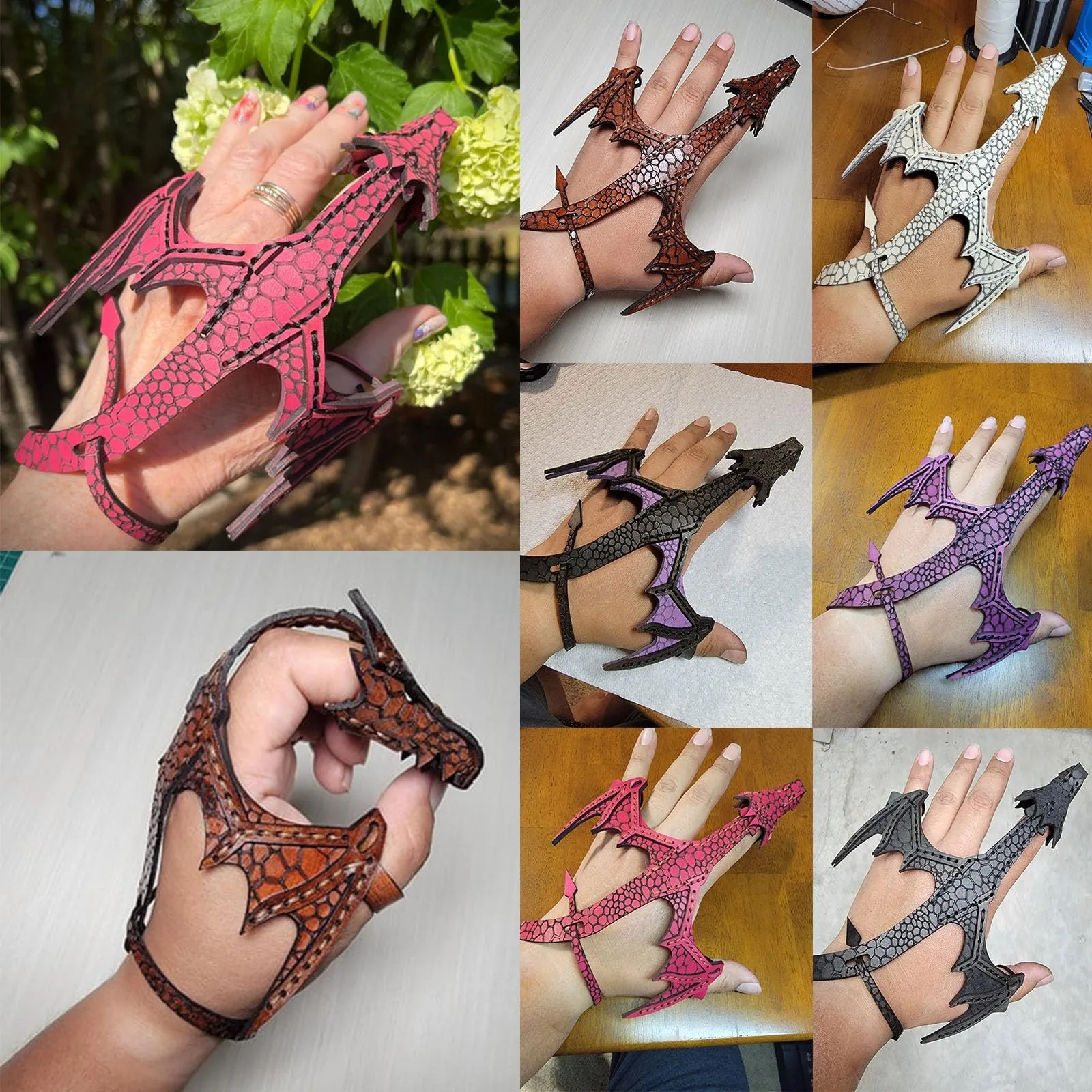 Hot Leather Dragon Glove Gift Braided Retro Bracelet Wristband Wrap Adjustable Hand Dragon Mittens Men