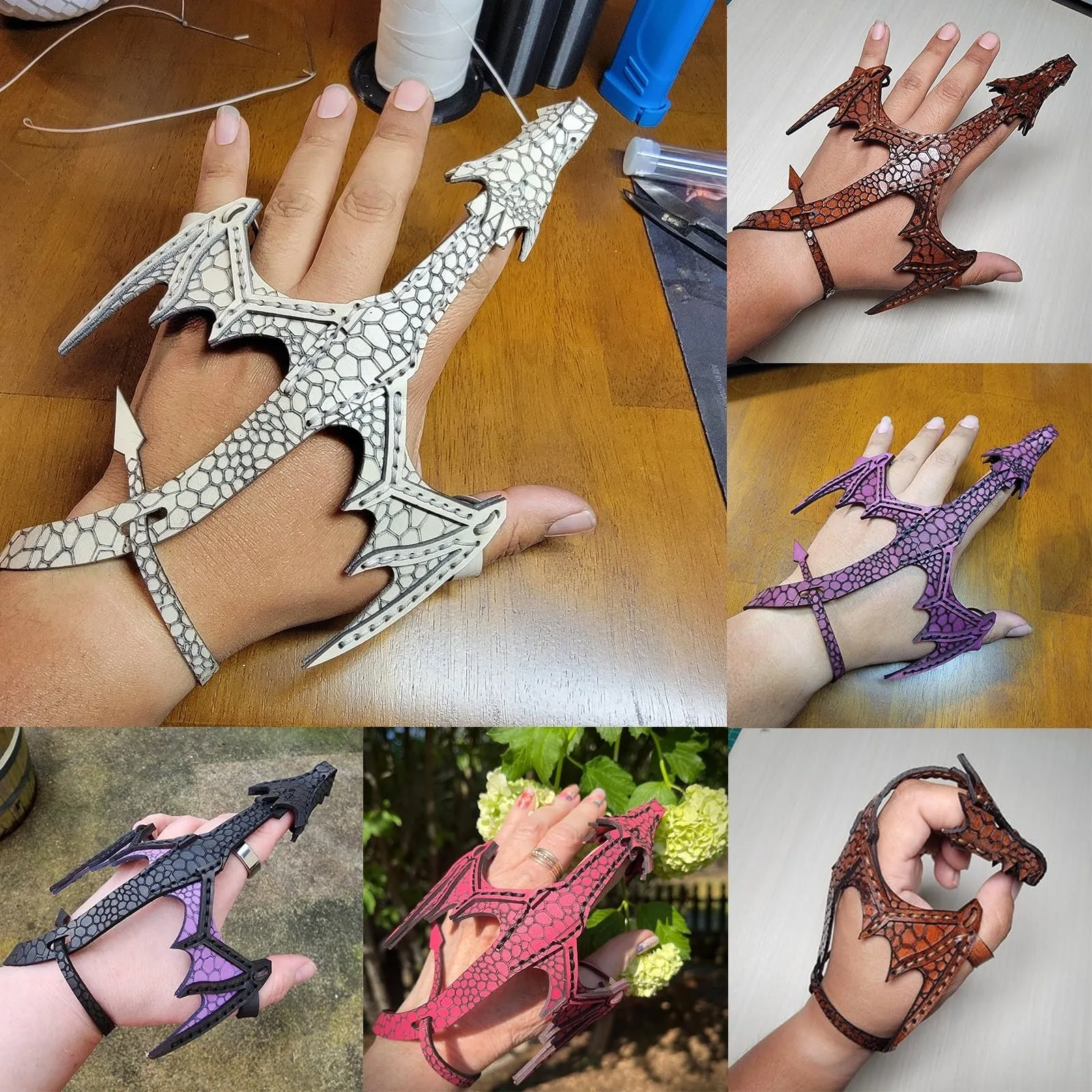 Hot Leather Dragon Glove Gift Braided Retro Bracelet Wristband Wrap Adjustable Hand Dragon Mittens Men