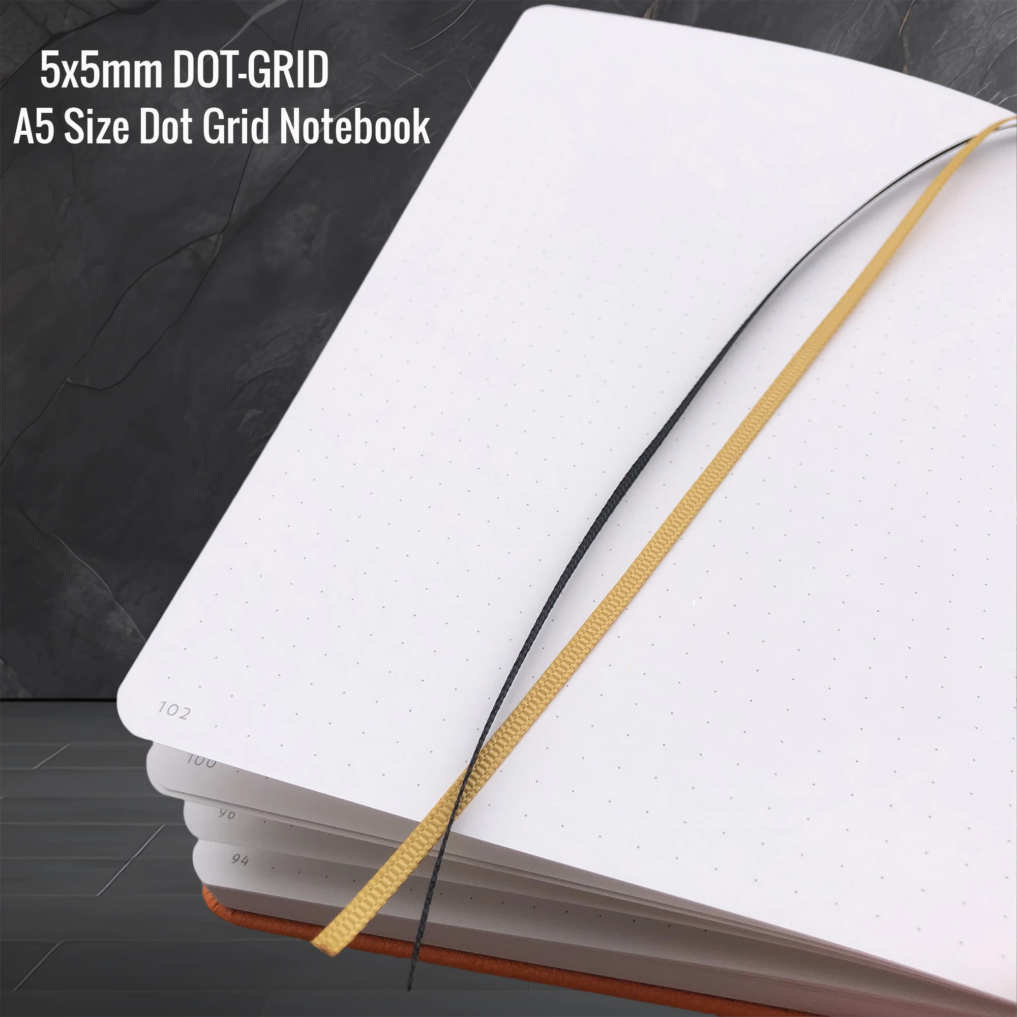 BUKE Tiger Dotted Journal, 160gsm Thick Paper Dot Grid Notebook 160 Pages Numbered, 5*5mm DOT-GRID Layouts
