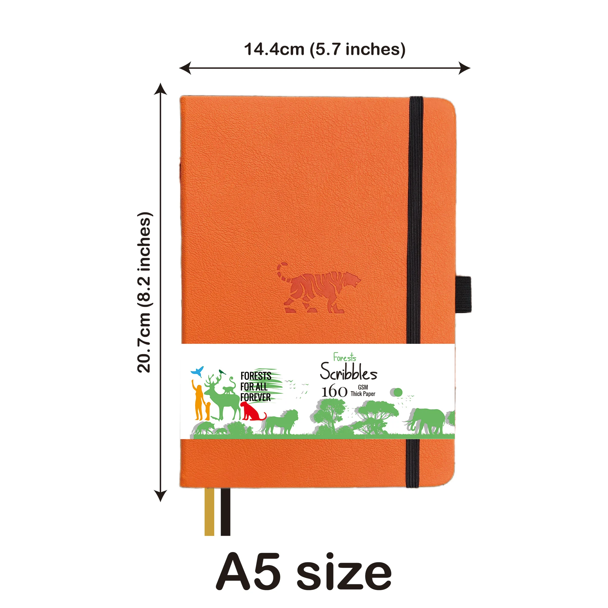 BUKE Tiger Dotted Journal, 160gsm Thick Paper Dot Grid Notebook 160 Pages Numbered, 5*5mm DOT-GRID Layouts