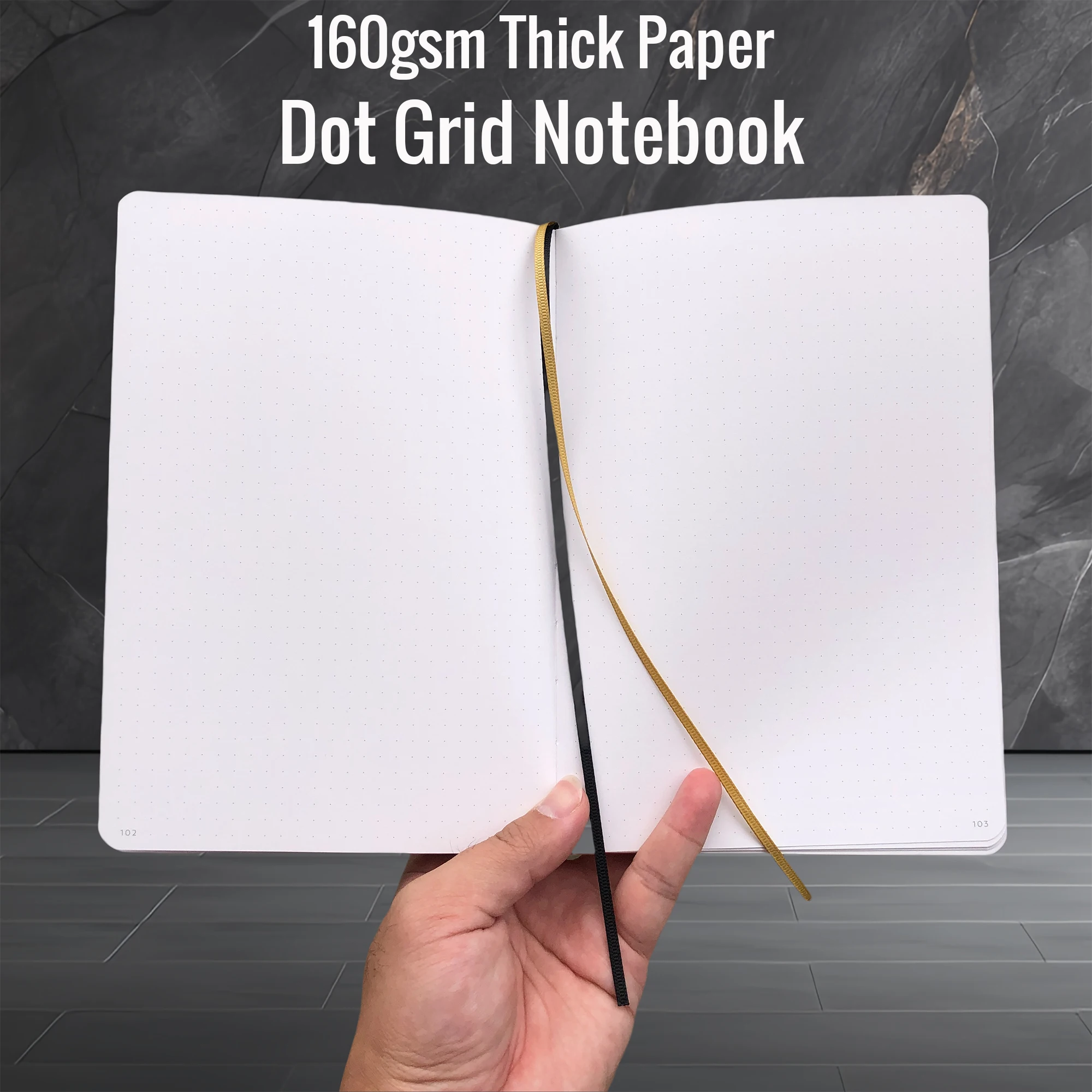 BUKE Tiger Dotted Journal, 160gsm Thick Paper Dot Grid Notebook 160 Pages Numbered, 5*5mm DOT-GRID Layouts